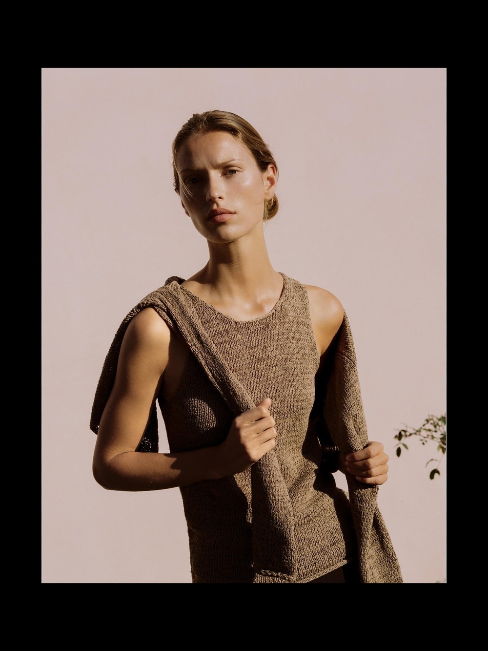 Zara Knit Sleeveless Top in Taupe Beige